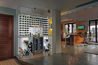 Wine room wall in a luxury house