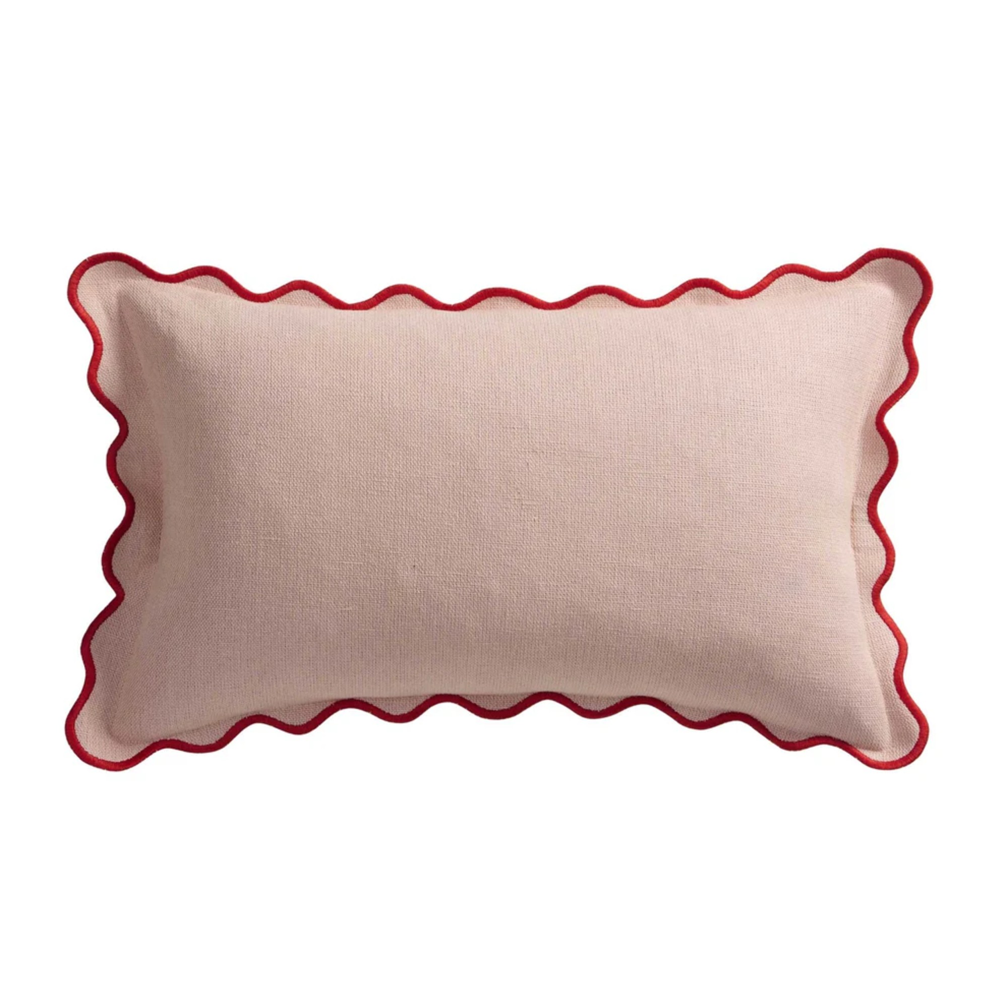 DUSK Linen Blend Scallop Edge Cushion Cover, Pink Red