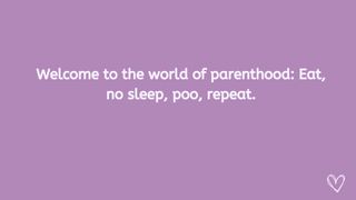 new baby messages illustrated by purple infographic