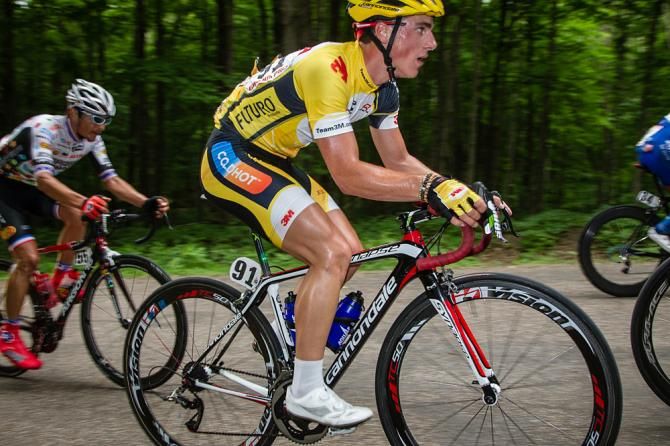 Tom Devriendt (Team3M) makes his way up the KOM