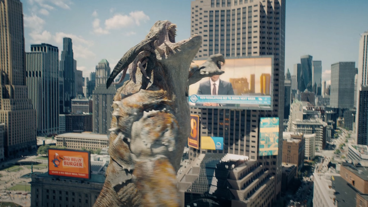 Giant kaiju creature howling in James Gunn's Superman