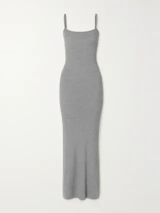 SKIMS, Soft Lounge Ribbed Long stretch-modal slip dress 