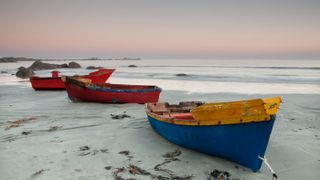 Three fishing boats on the beach at Paternoster