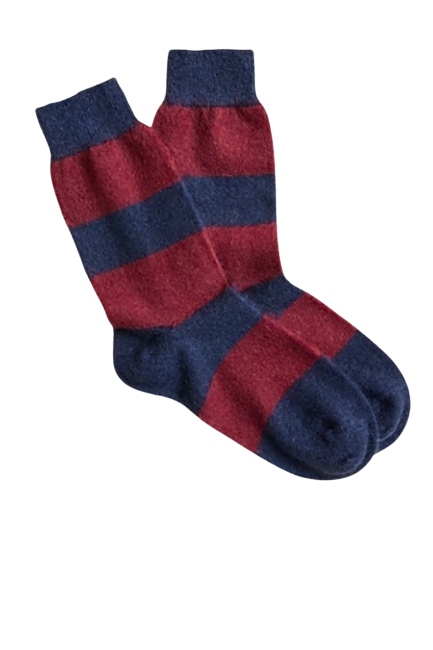 J.Crew, Brushed Cashmere-Blend Socks in Stripe