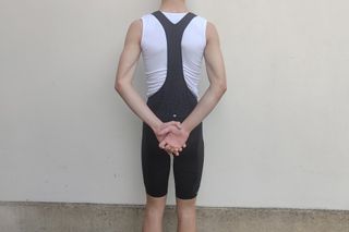 Image shows a rider wearing the Van Rysel Ultralight Racer Shortd