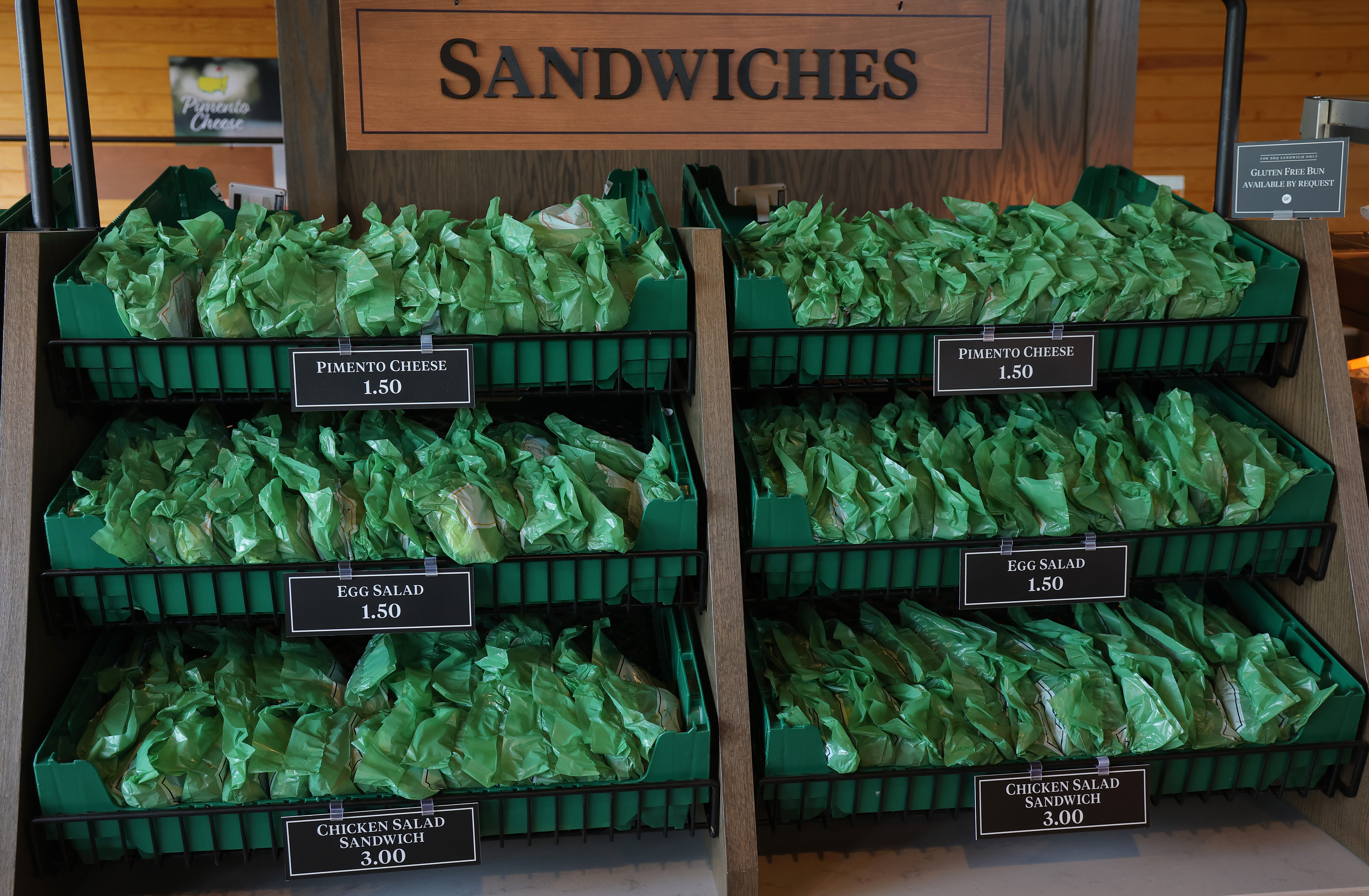 Masters sandwiches seen at a concessions stand