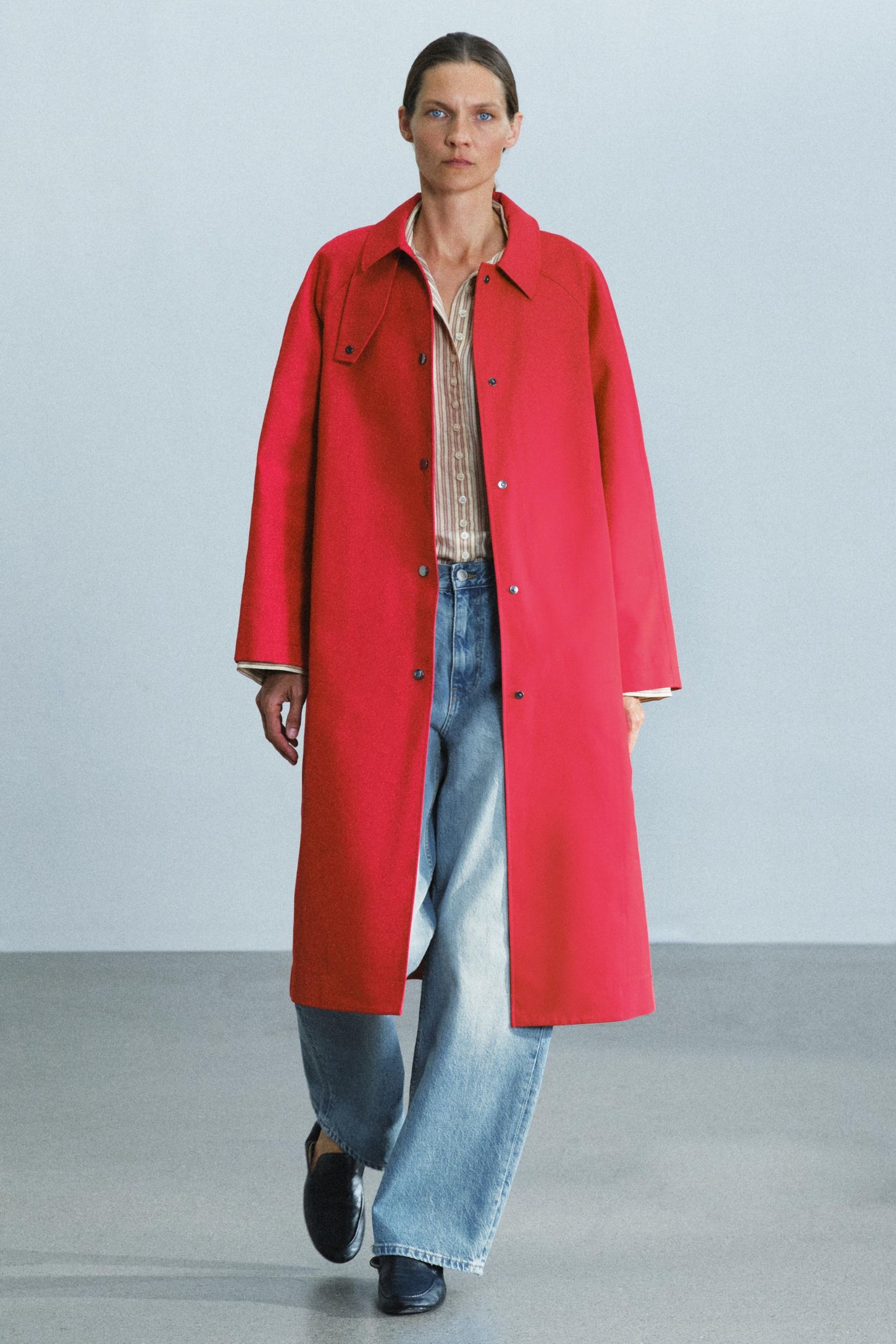 Zw Collection Long Trench Coat - Red - Xs