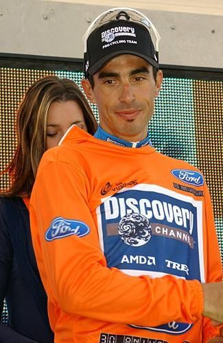 Egoi Martinez (Discovery Channel) with the mountains jersey