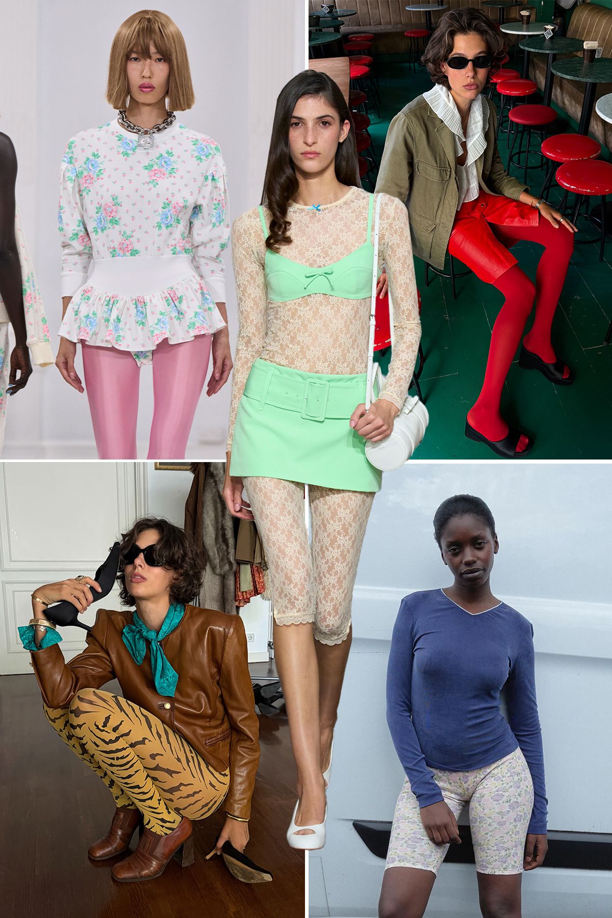 A collage of the underpinning maximalist autumn 2026 fashion trend.