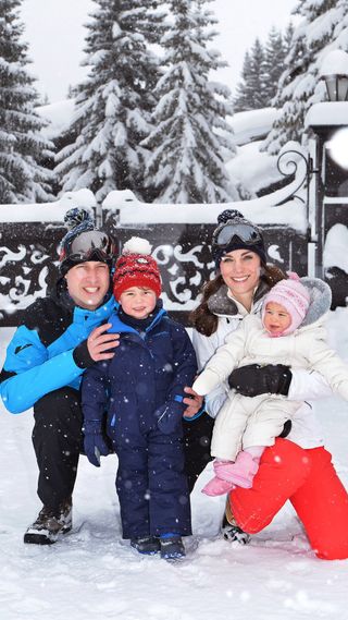 Prince William, Kate Middleton, Prince George and Kate Middleton in the snow during a trip to Norway
