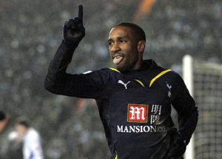 Jermain Defoe celebrates after scoring for Tottenham against Leeds in the FA Cup in February 2010.