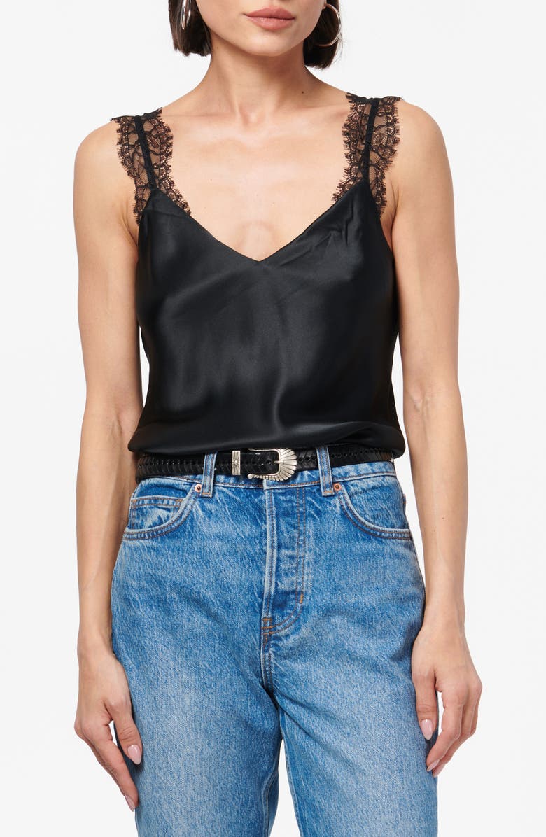 Marlo Lace Trim Silk Charmeuse Tank