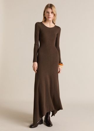 Asymmetrical Low Knit Dress - Women | Mango United Kingdom