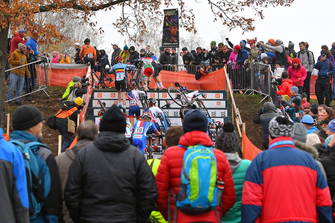 The under-23 women in action at the European Cyclo-Cross Championships in Tabor.
