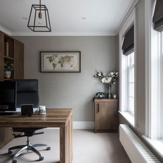 desk in a neutral study