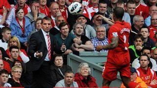 Glen Johnson and Brendan Rodgers at Liverpool