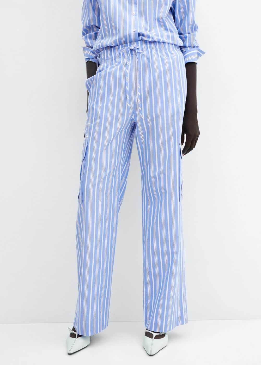 Striped Cotton Cargo Trousers -  Women