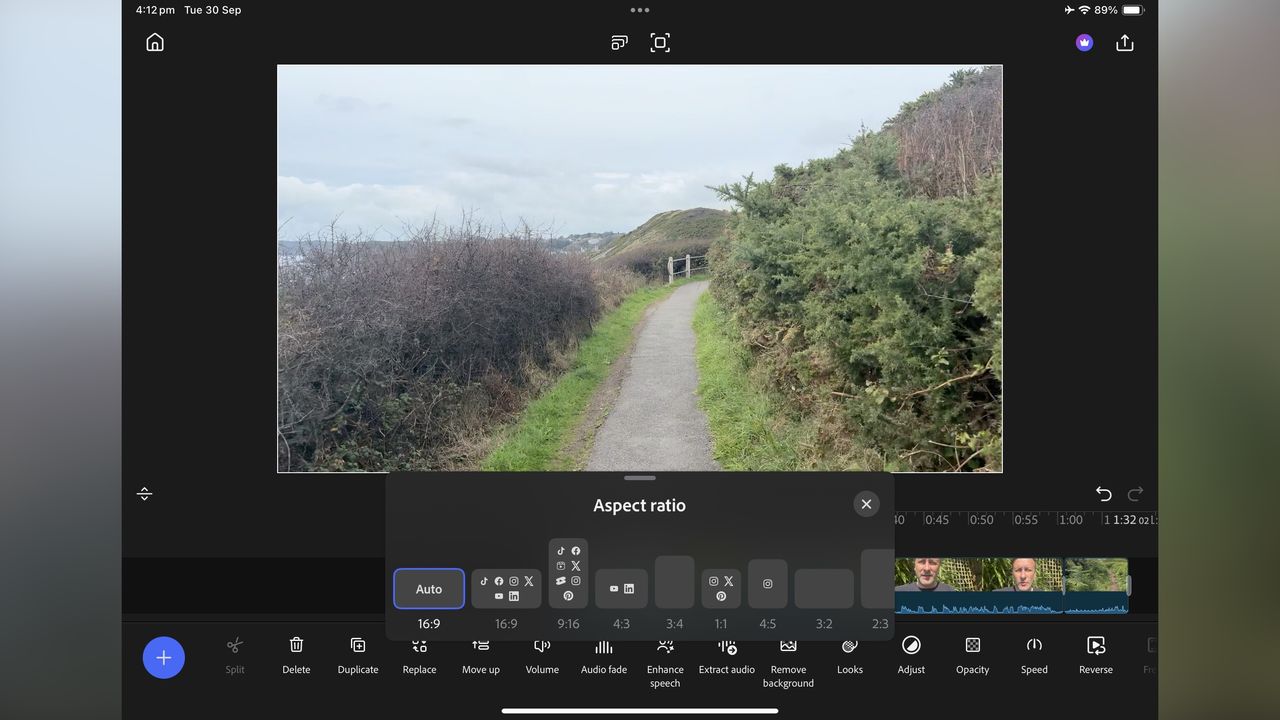 Adobe Premiere on iPhone during our review