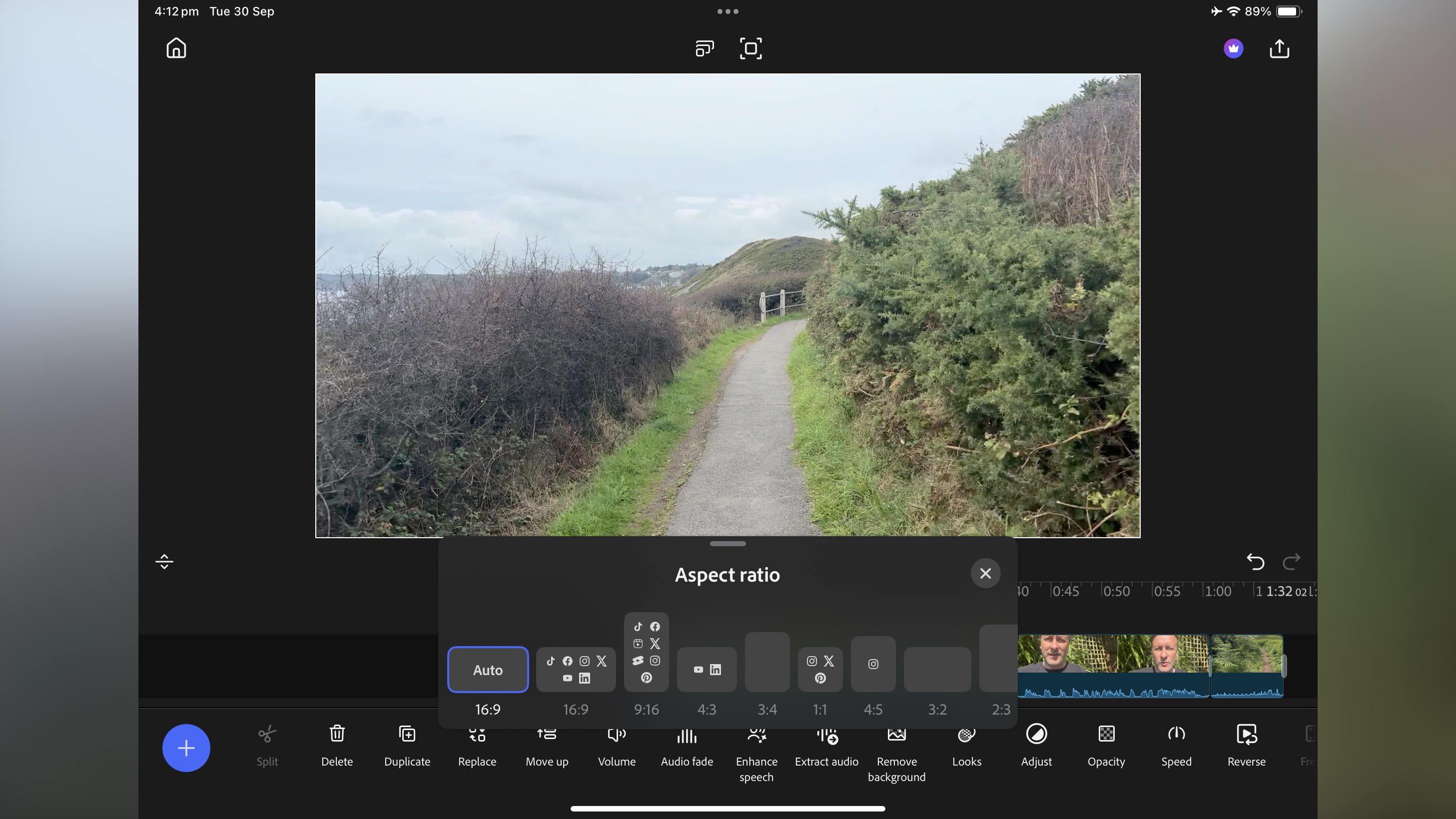 Adobe Premiere on iPhone during our review