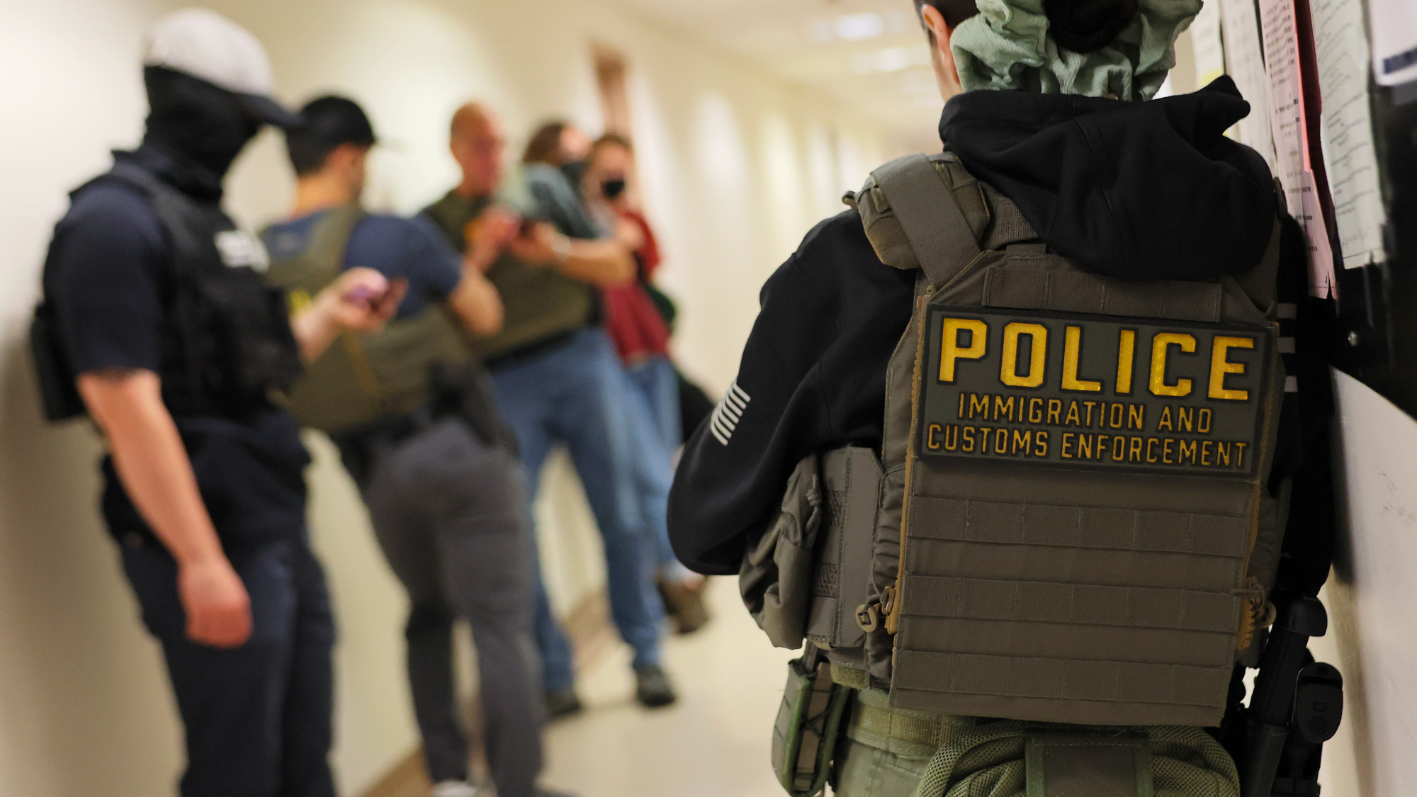 Federal agents at the Jacob K. Javitz Federal Building in New York City