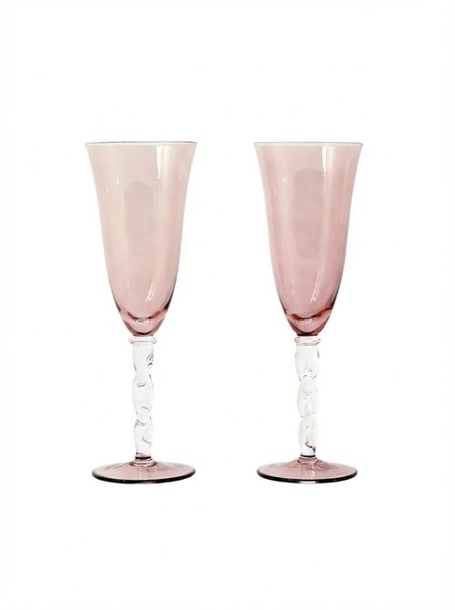 Bijou Pink Champagne Flutes - Set of 2