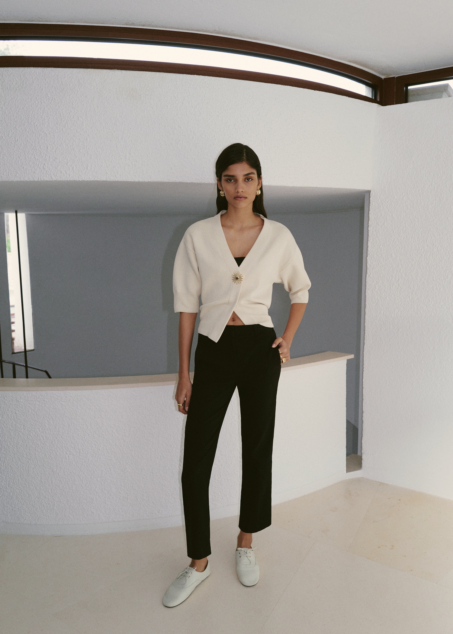 Knitted Cardigan With Jewel Button - Women | Mango United Kingdom