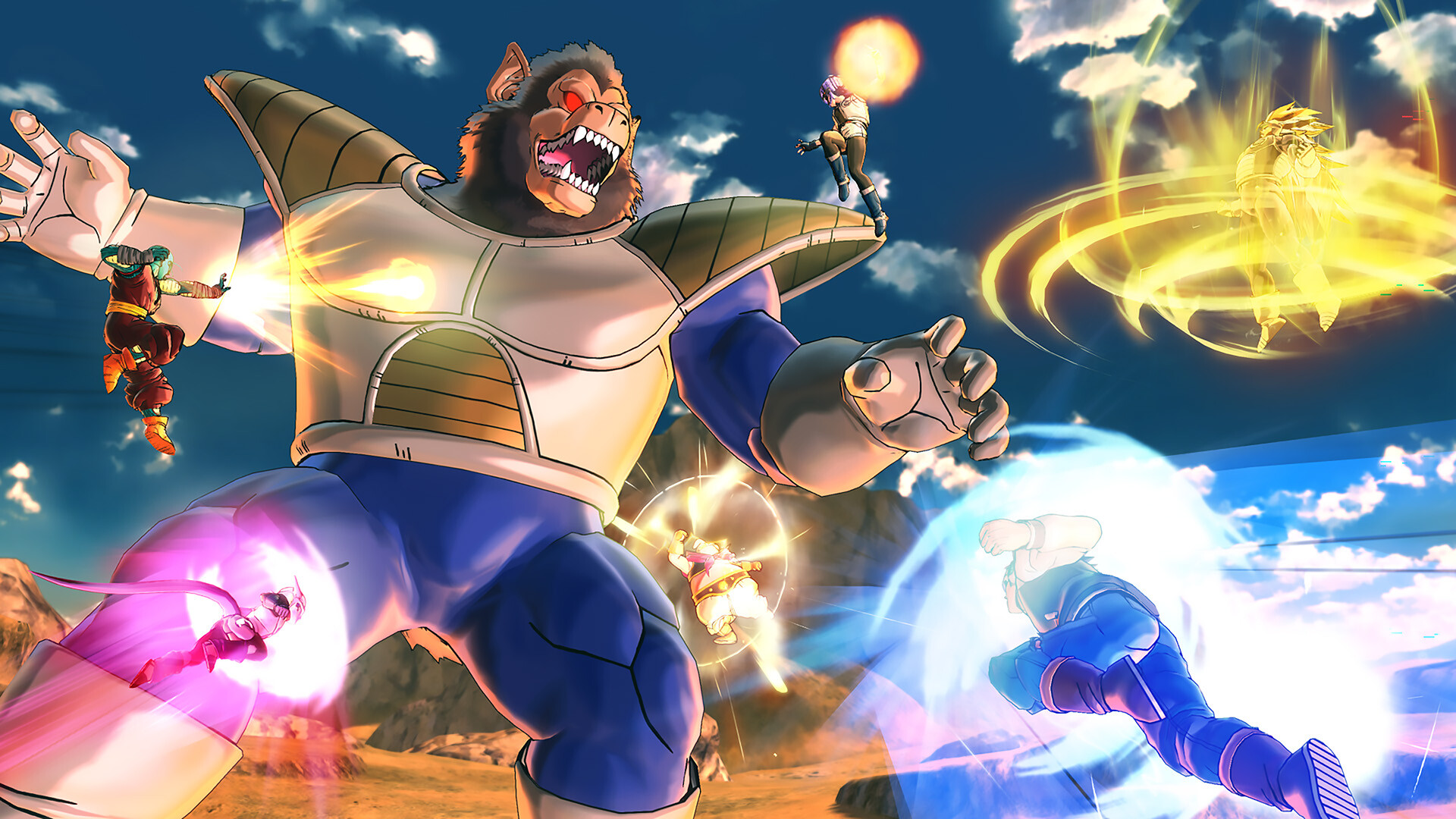 Promotional screenshot of players fighting Vegeta.