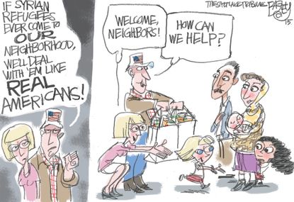 Editorial cartoon U.S. Syrian Refugees Americans