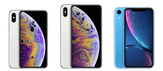 From left to right: iPhone XS, iPhone XS Max, iPhone XR (Credit: Apple)