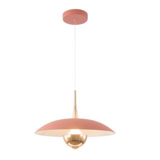 Fulesi Modern Led Hanging Lamp Mini Indoor Ceiling Light With Pink Shade Bedside Gold Pendant Light for Kitchen Bedroom Hallway