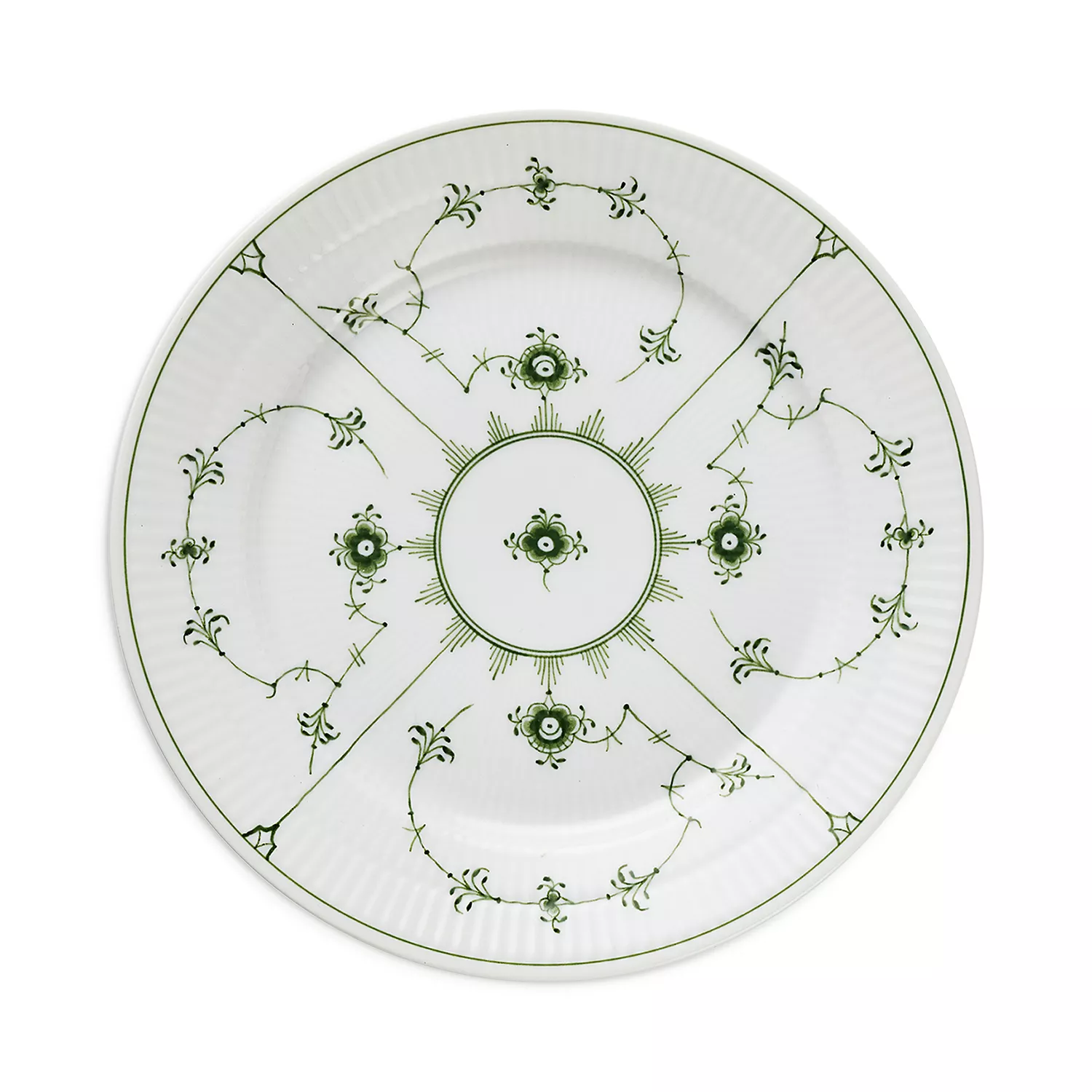 Royal Copenhagen, Green Fluted Plain Breakfast Plate