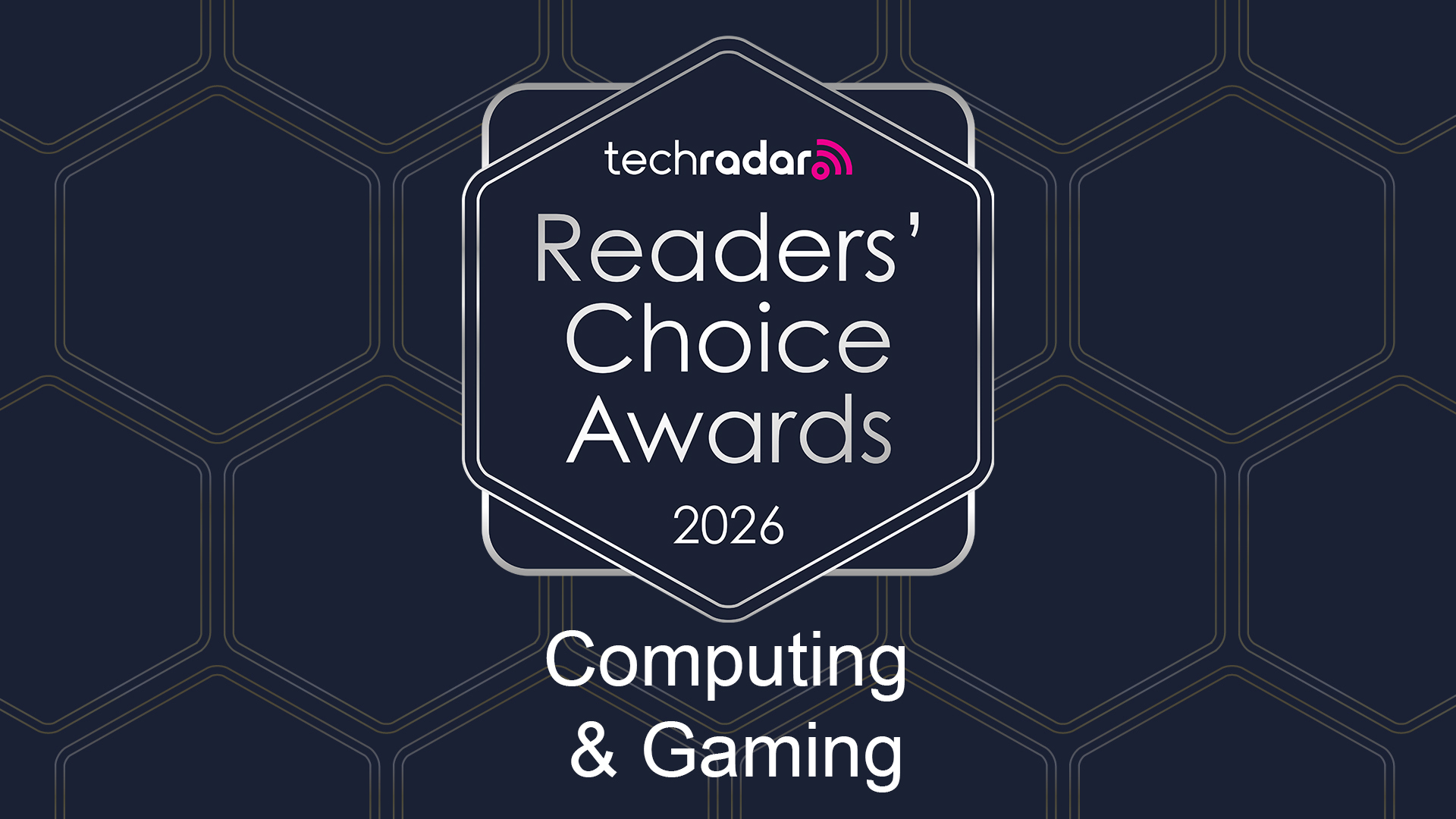 The TechRadar Readers Choice Awards logo on a patterned background
