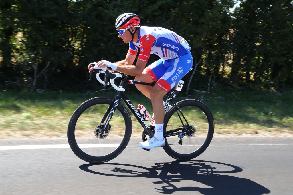 Matthieu Ladagnous lone breakaway rider during stage 11 at the Tour de France