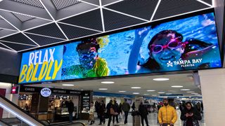 The new SNA Displays LED video wall at New York Penn Station. 