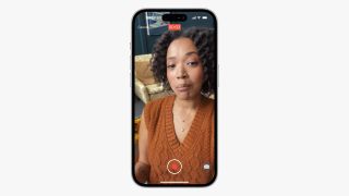 A photo of an iPhone showing FaceTime video message in iOS 17