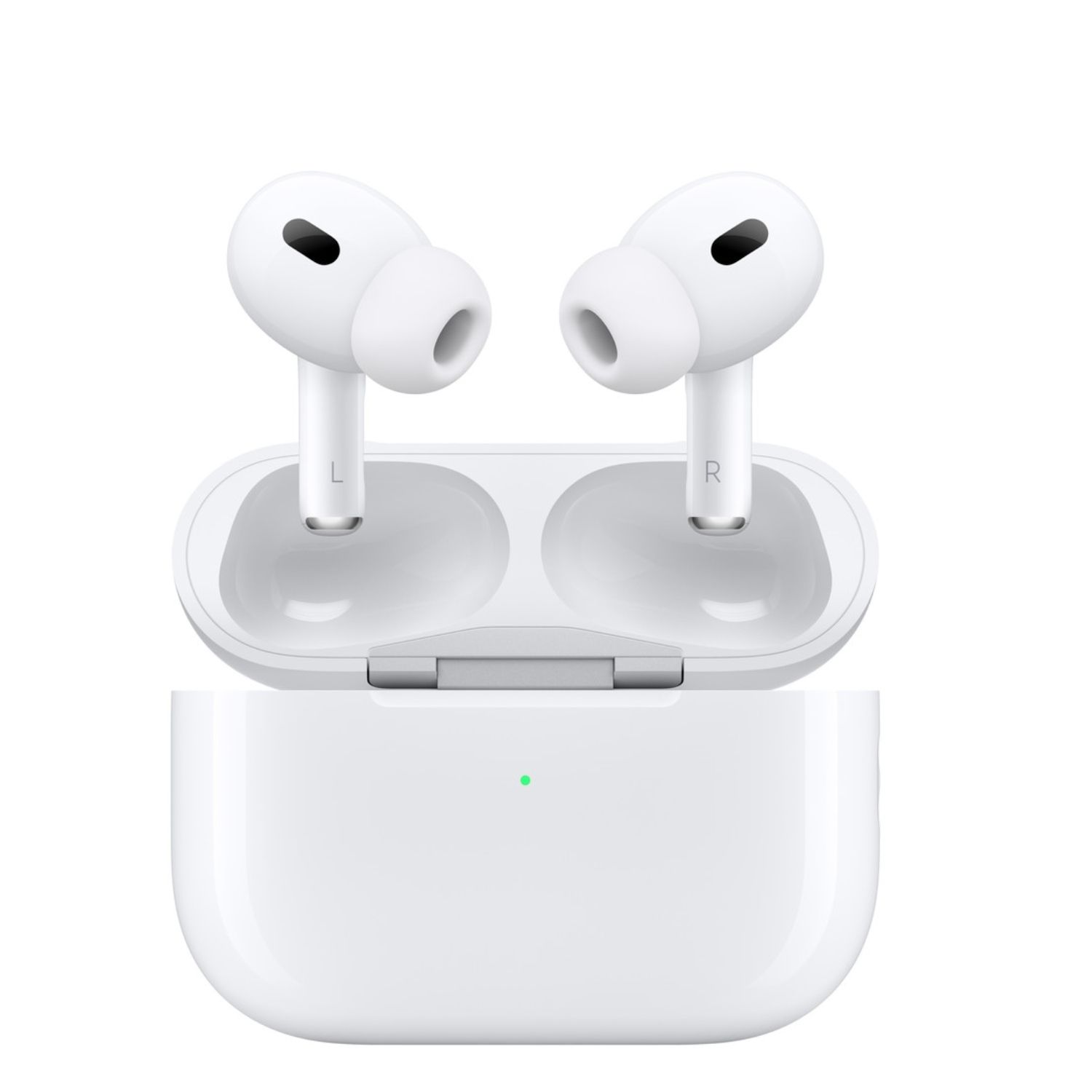 Apple Airpods Pro with charging case on a white background