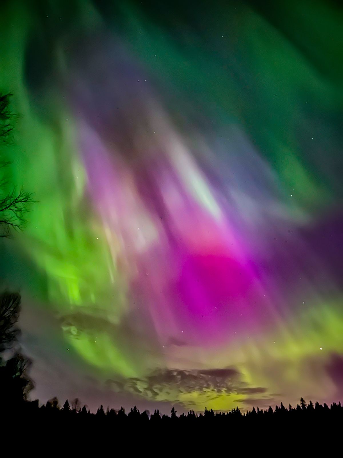 dancing ribbons of light fill the sky as the northern lights put on a show in Finland.
