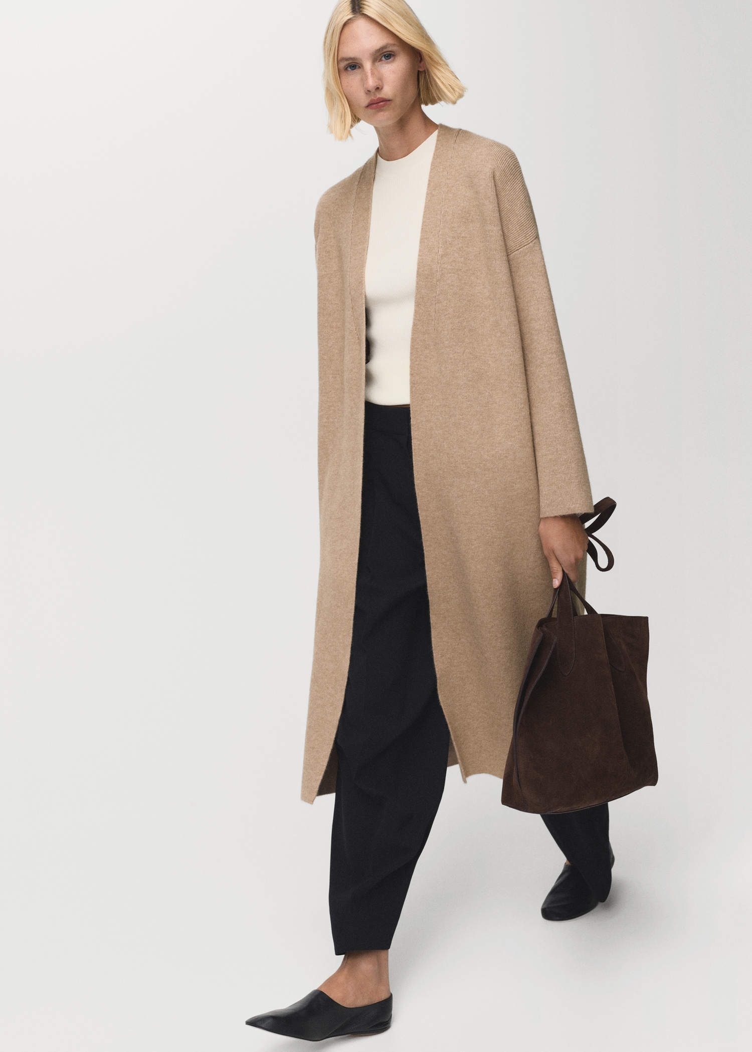 Long Knitted Coat - Women | Mango Usa