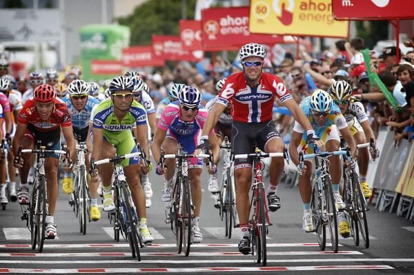 Hushovd celebrates his first stage win of the Vuelta.