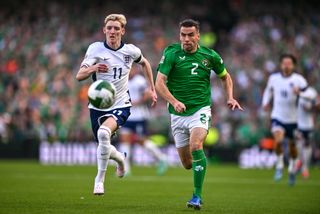 Dublin , Ireland - 7 September 2024; Seamus Coleman of Republic of Ireland in action against Anthony Gordon of England during the UEFA Nations League B Group 2 match between Republic of Ireland and England at Aviva Stadium in Dublin. (Photo By Ben McShane/Sportsfile via Getty Images) What is England&#039;s record vs Republic of Ireland?