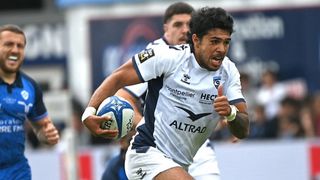 Montpellier winger Donovan Taofifenua runs to the line during a Top 14 rugby game.