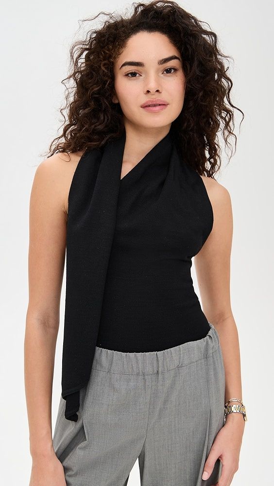 Pixie Market Neck Tie Knit Top