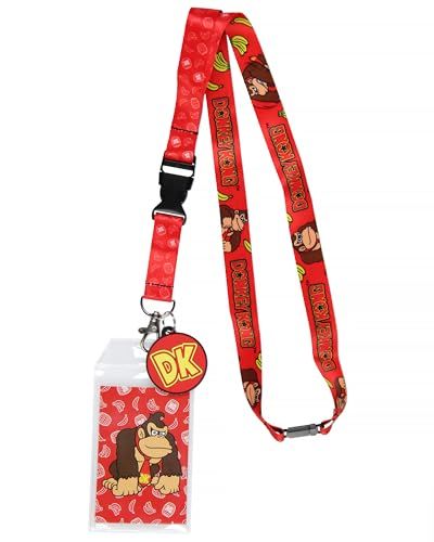 Nintendo Super Mario Donkey Kong Lanyard Id Badge Holder Lanyard W/rubber Charm Pendant