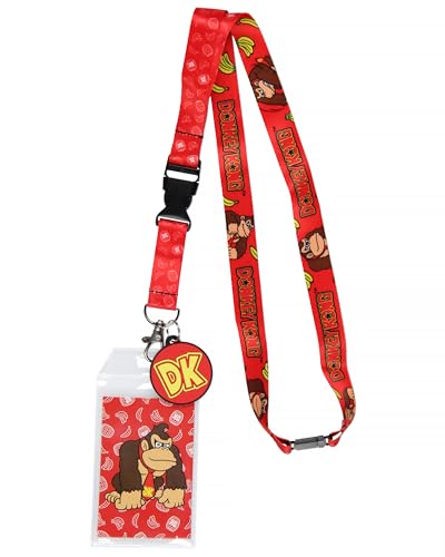 Nintendo Super Mario Donkey Kong Lanyard Id Badge Holder Lanyard W/rubber Charm Pendant