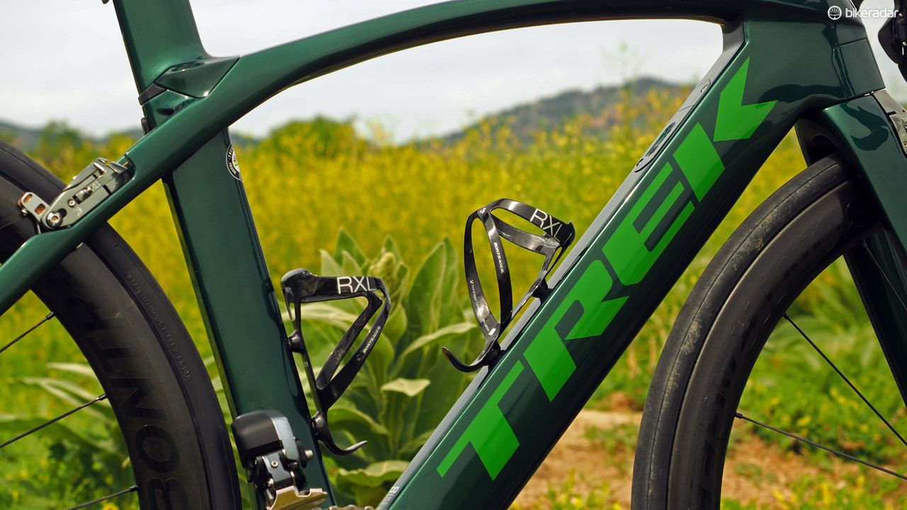 Trek says the new Madone's aero shape was designed with water bottles in mind