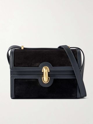 Symmetry 19 Leather-Trimmed Suede Shoulder Bag