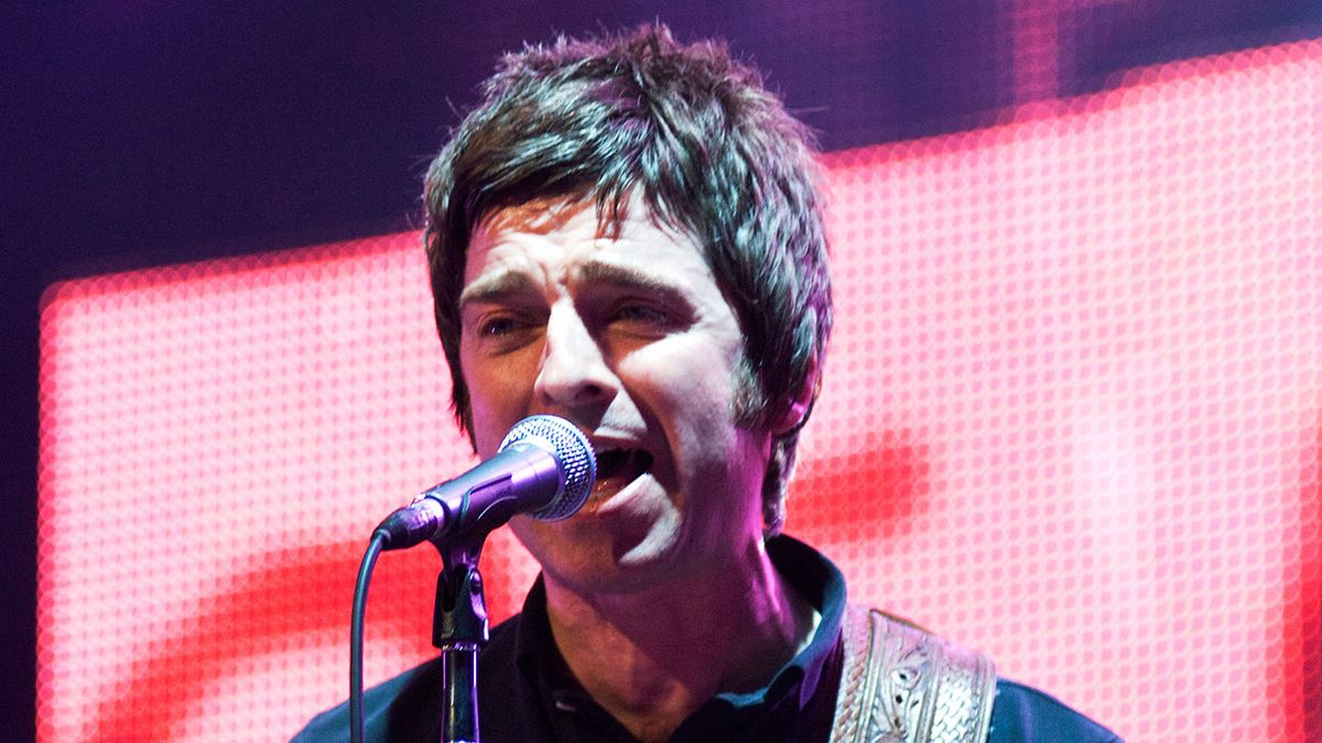 A picture of Noel Gallagher on stage