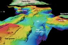 In the 1940s, Navy scientists were forbidden from sharing key oceanographic data, such as bathymetric measurements, with scientists who lacked a security clearance. Here, the bathymetry of Mona Passage from the U.S. Geological Survey.