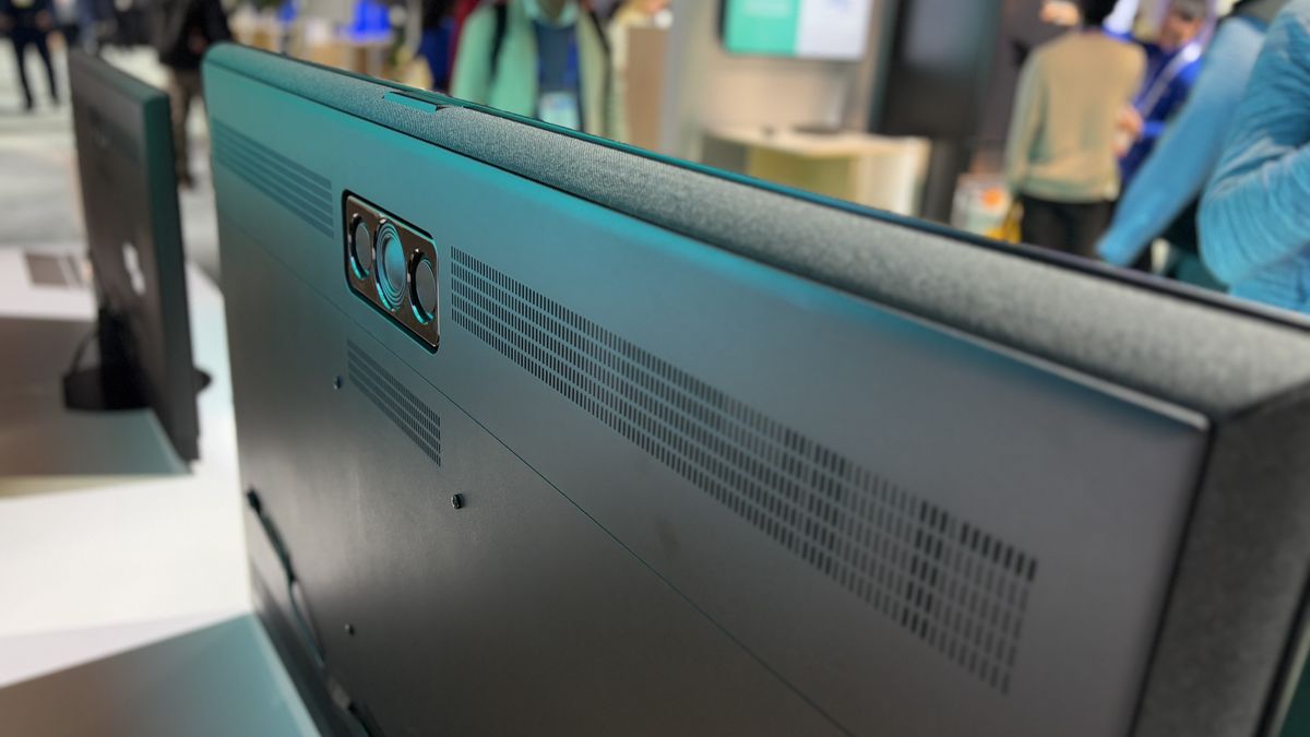 Panasonic Z95B on the CES show floor sitting on a white display stand