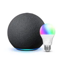 Amazon Echo Dot with Amazon Basics Smart Color Bulb